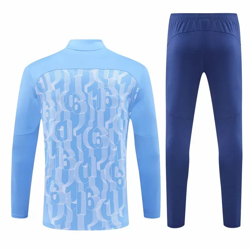 2024 2025 Manchester City FC Mens Blue Training Technical Soccer Tracksuit Kit