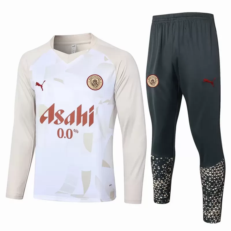 2024 2025 Manchester City FC Mens White Training Technical Soccer Tracksuit Kit 2024 2025 Manchester City FC Mens White Training Technical Soccer Tracksuit Kit