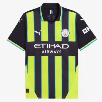 2024 2025 Manchester City Mens Away Soccer Jersey 1999 Comeback Neon