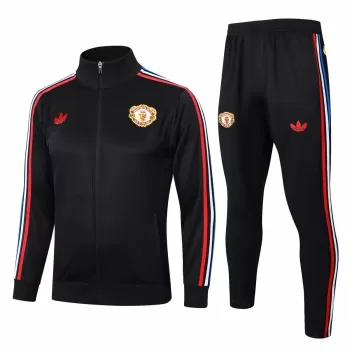 2024 2025 Manchester United FC Mens Black Training Presentation Soccer Tracksuit Kit