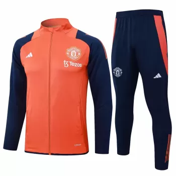 2024 2025 Manchester United FC Mens Orange Training Presentation Soccer Tracksuit Kit