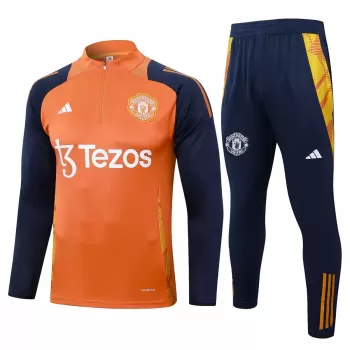 2024 2025 Manchester United FC Mens Orange Training Technical Soccer Tracksuit Kit