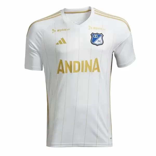2024 2025 Millonarios FC Mens Away Soccer Jersey White Gold