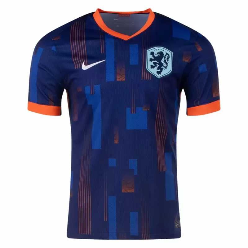 2024 2025 Netherlands Mens Away Soccer Jersey Blue Geometric