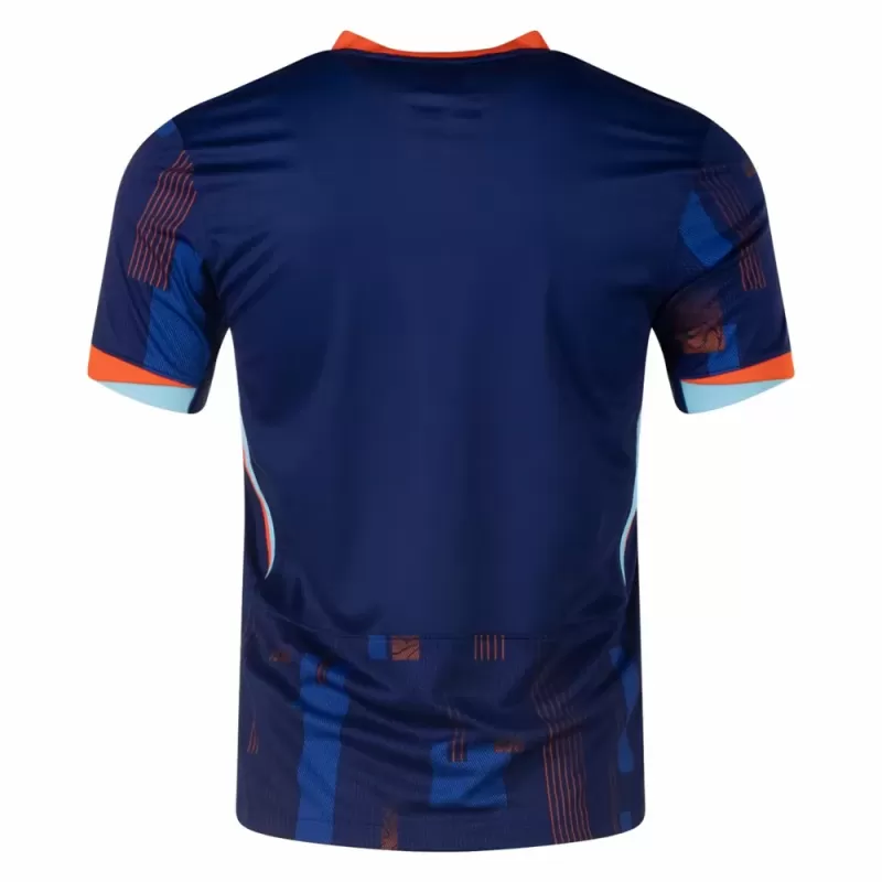 2024 2025 Netherlands Mens Away Soccer Jersey Blue Geometric
