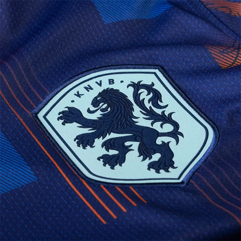 2024 2025 Netherlands Mens Away Soccer Jersey Blue Geometric