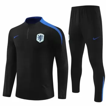 2024 2025 Netherlands Mens Black Training Technical Soccer Tracksuit Kit