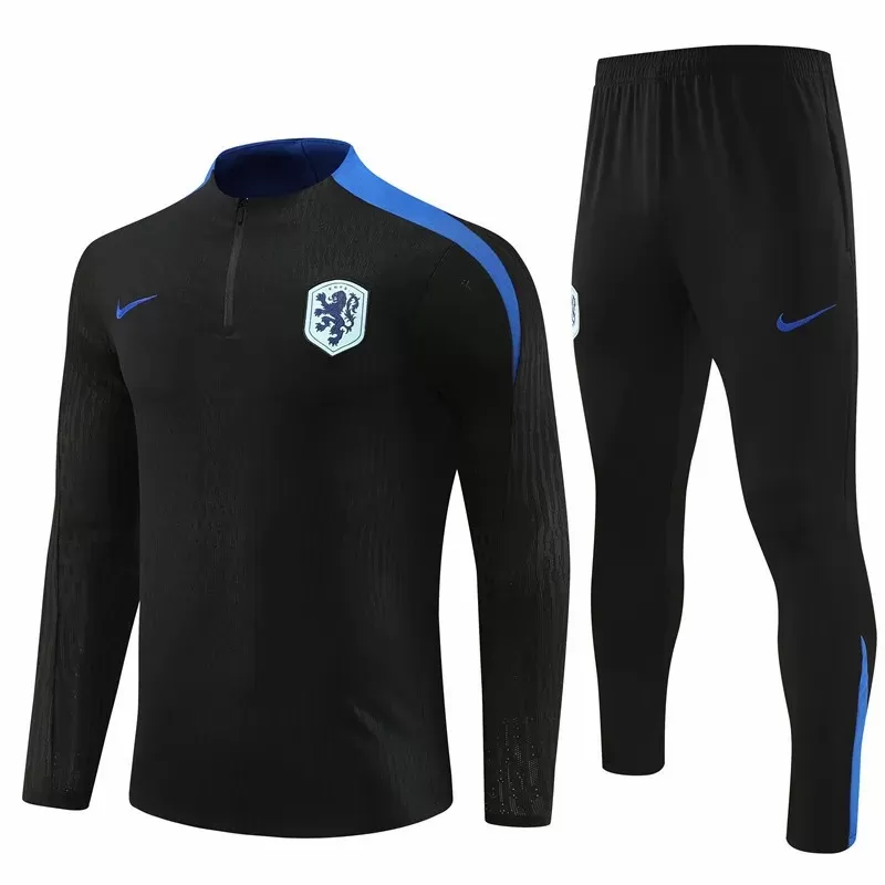 2024 2025 Netherlands Mens Black Training Technical Soccer Tracksuit Kit 2024 2025 Netherlands Mens Black Training Technical Soccer Tracksuit Kit