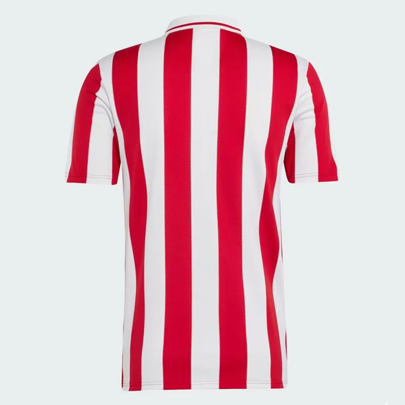2024 2025 Olympiacos Centenary Soccer Jersey Red White Stripes 2024 2025 Olympiacos Centenary Soccer Jersey Red White Stripes