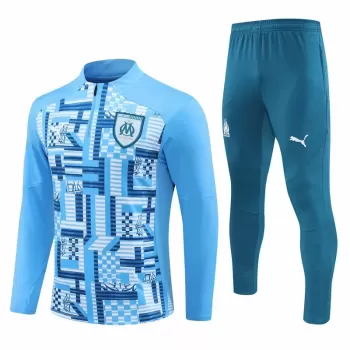 2024 2025 Olympique de Marseille Mens Blue Training Technical Soccer Tracksuit Kit