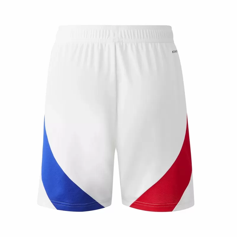 2024 2025 Olympique Lyonnais Mens Home Soccer Shorts White Blue Red 2024 2025 Olympique Lyonnais Mens Home Soccer Shorts White Blue Red