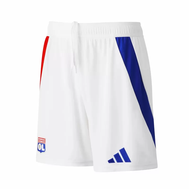2024 2025 Olympique Lyonnais Mens Home Soccer Shorts White Blue Red 2024 2025 Olympique Lyonnais Mens Home Soccer Shorts White Blue Red