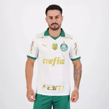 2024 2025 Palmeiras Mens Away Soccer Jersey White Brazilian Champion Patch