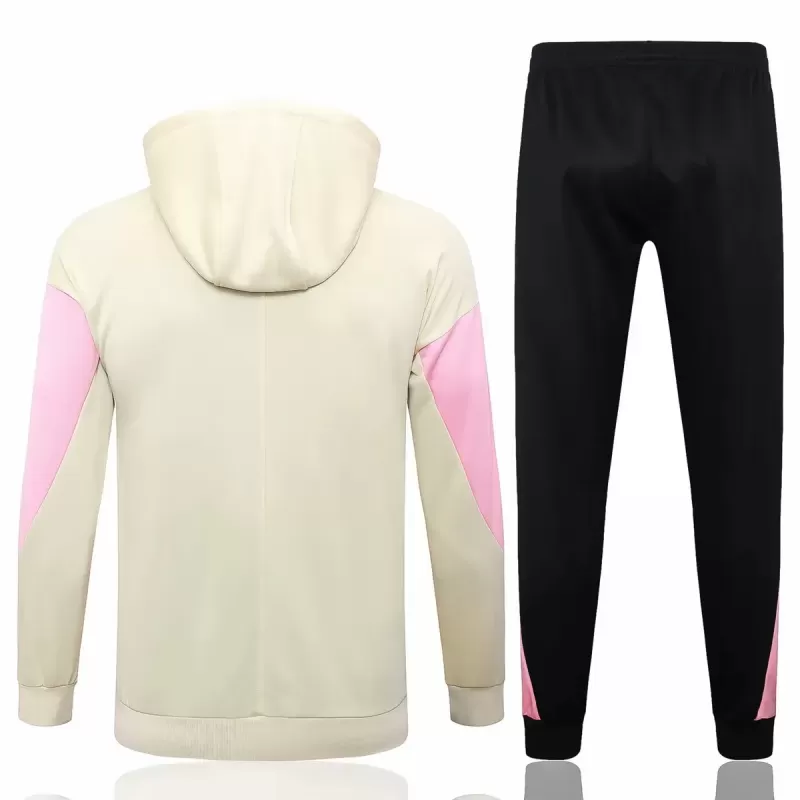 2024 2025 Paris Mens Beige Training Hooded Presentation Soccer Tracksuit Kit
