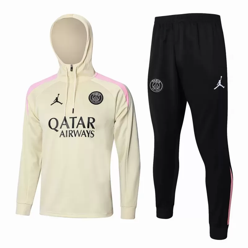 2024 2025 Paris Mens Beige Training Hooded Technical Soccer Tracksuit Kit 2024 2025 Paris Mens Beige Training Hooded Technical Soccer Tracksuit Kit