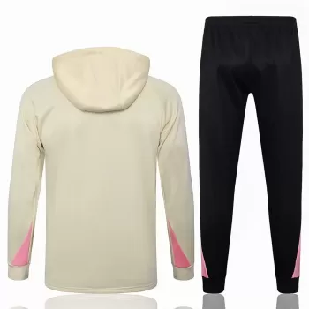 2024 2025 Paris Mens Beige Training Hooded Technical Soccer Tracksuit Kit