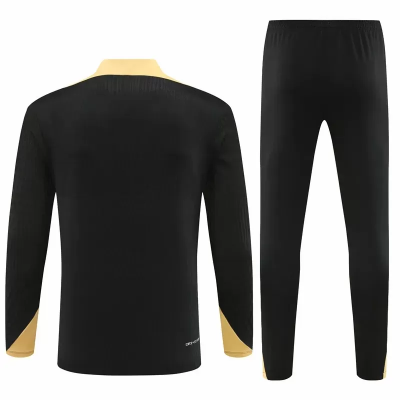 2024 2025 Paris Mens Black Gold Training Presentation Soccer Tracksuit Kit