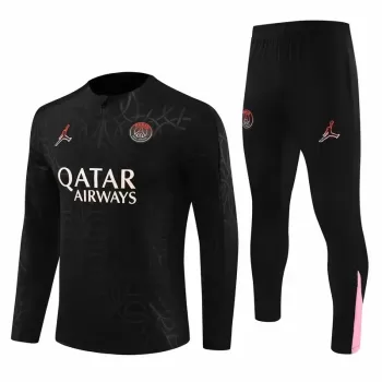 2024 2025 Paris Mens Black Training Technical Soccer Tracksuit Kit