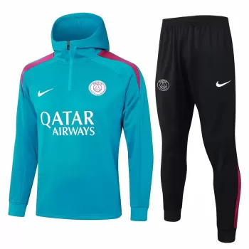 2024 2025 Paris Mens Blue Black Training Hooded Technical Tracksuit Kit