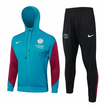 2024 2025 Paris Mens Blue Training Hooded Presentation Soccer Tracksuit Kit
