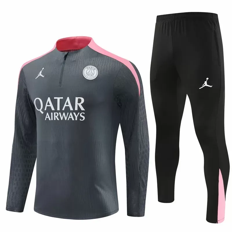 2024 2025 Paris Mens Grey Training Technical Soccer Tracksuit Kit