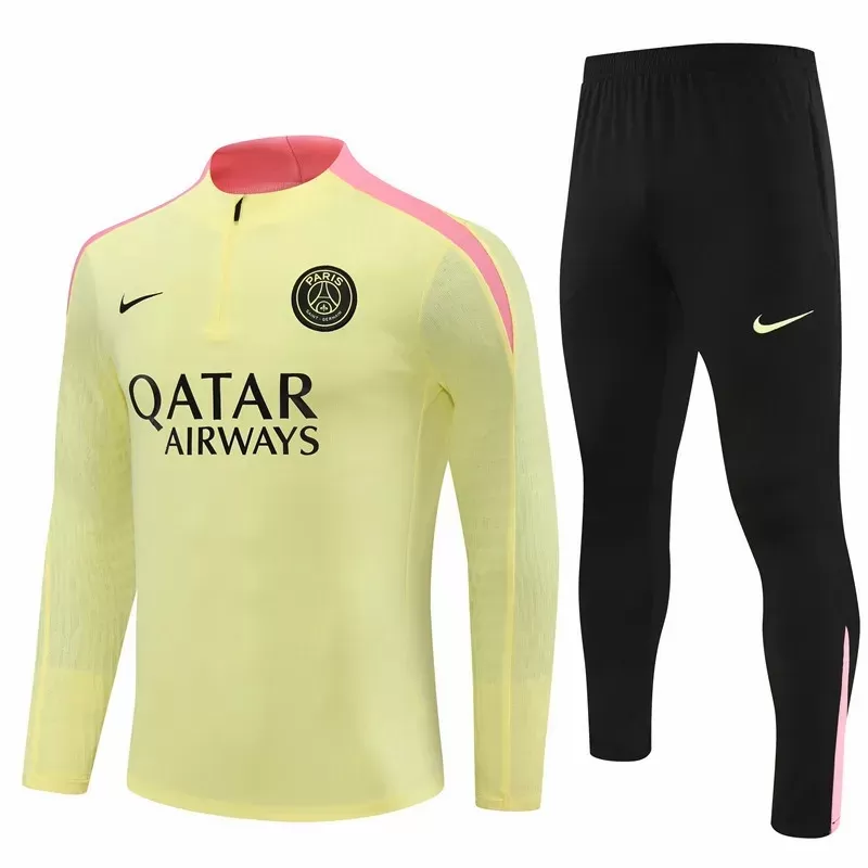 2024 2025 Paris Mens Yellow Training Technical Soccer Tracksuit Kit