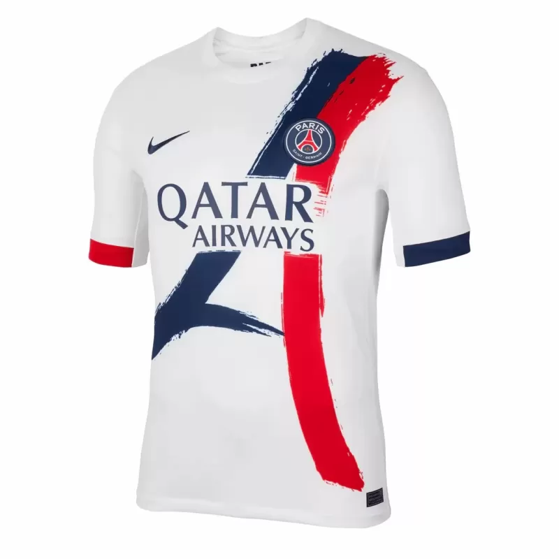 2024 2025 Paris Saint Germain Mens Away Soccer Jersey White Blue