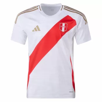 2024 2025 Peru Mens Home Soccer Jersey White Red Sash