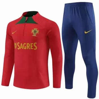 2024 2025 Portugal Mens Red Blue Training Technical Soccer Tracksuit Kit