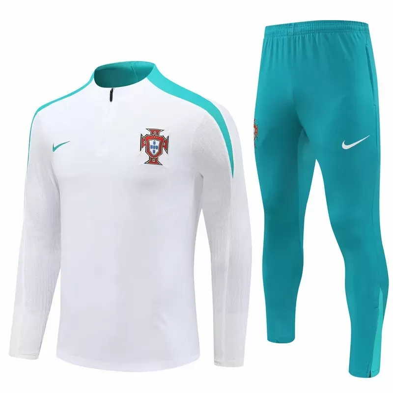 2024 2025 Portugal Mens White Training Technical Soccer Tracksuit Kit 2024 2025 Portugal Mens White Training Technical Soccer Tracksuit Kit