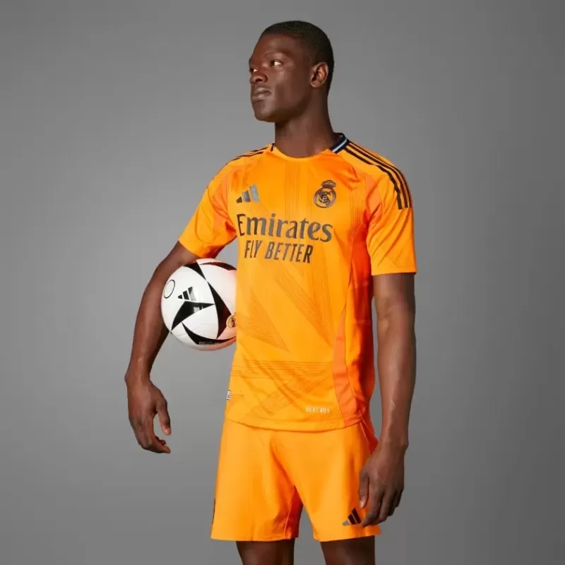 2024 2025 Real Madrid Mens Away Authentic Soccer Jersey Player Version Orange 2024 2025 Real Madrid Mens Away Authentic Soccer Jersey Player Version Orange