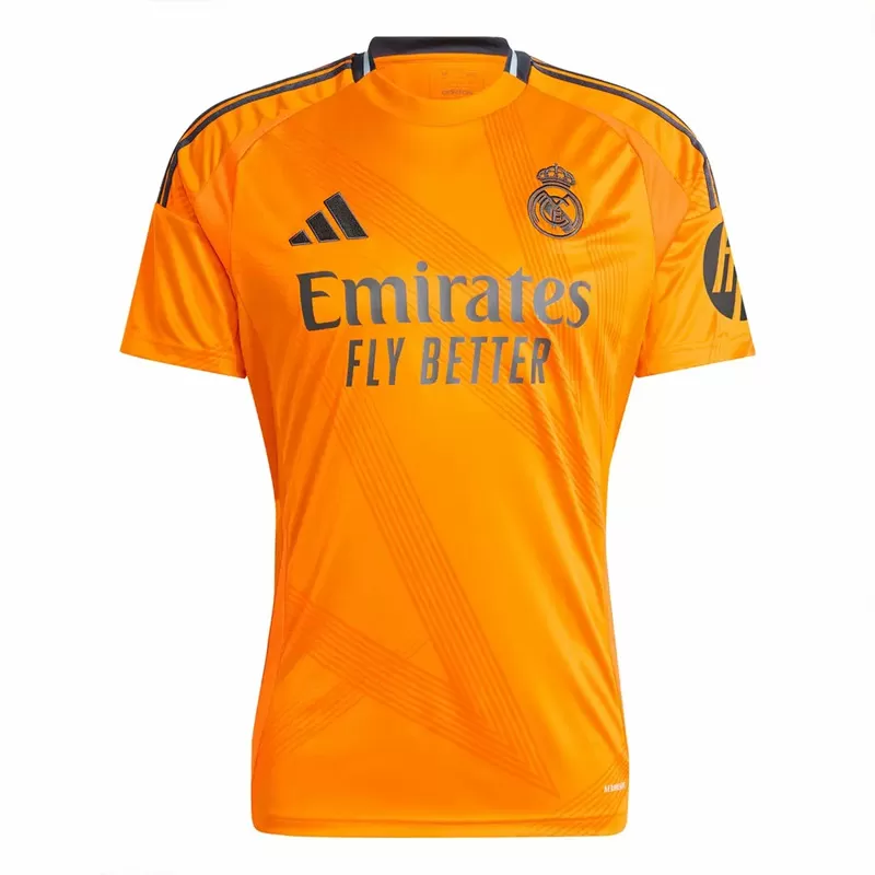 2024 2025 Real Madrid Mens Away Soccer Jersey Star Graphic Orange
