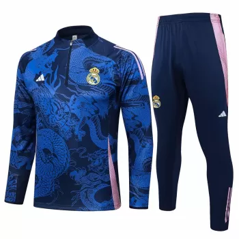 2024 2025 Real Madrid Mens Blue Training Technical Soccer Tracksuit Kit