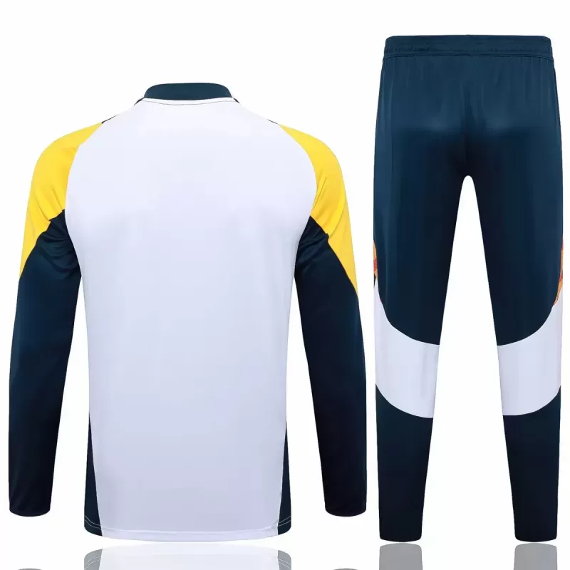 2024 2025 Real Madrid Mens White Blue Training Technical Soccer Tracksuit Kit