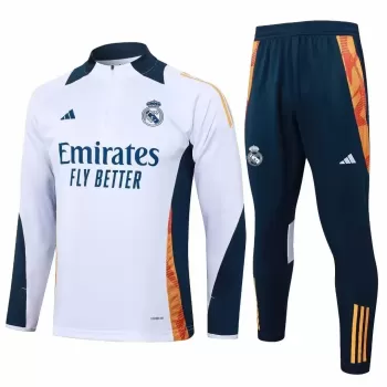 2024 2025 Real Madrid Mens White Training Technical Soccer Tracksuit Kit