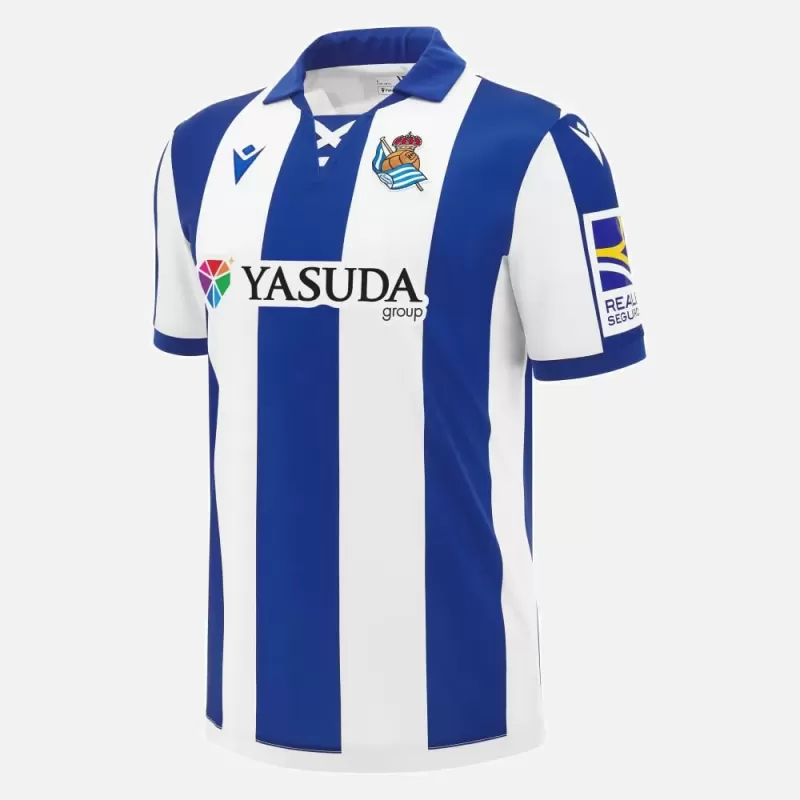 2024 2025 Real Sociedad Mens Home Soccer Jersey Blue White Stripes