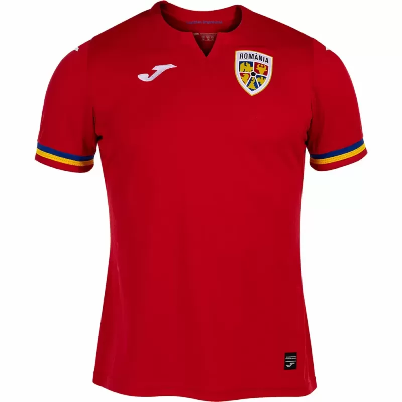 2024 2025 Romania Mens Away Soccer Jersey Red Tricolour