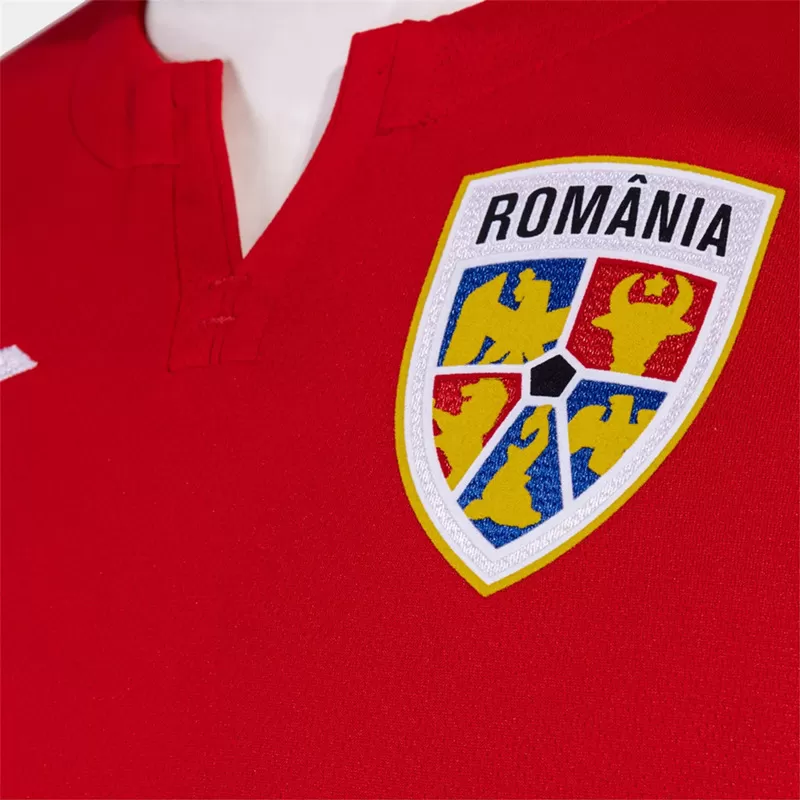 2024 2025 Romania Mens Away Soccer Jersey Red Tricolour