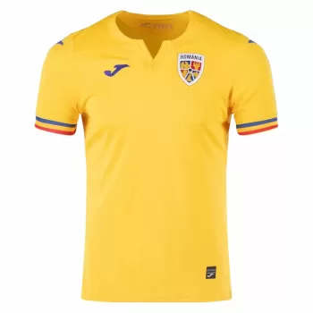 2024 2025 Romania Mens Home Soccer Jersey Yellow Tricolour