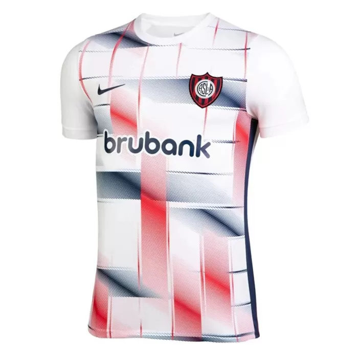 2024 2025 San Lorenzo Mens Away Soccer Jersey White Red Blue 2024 2025 San Lorenzo Mens Away Soccer Jersey White Red Blue