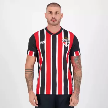 2024 2025 Sao Paulo Mens Away Soccer Jersey Tricolor Vertical Stripes