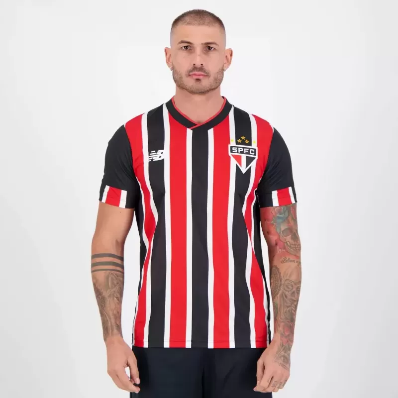 2024 2025 Sao Paulo Mens Away Soccer Jersey Tricolor Vertical Stripes 2024 2025 Sao Paulo Mens Away Soccer Jersey Tricolor Vertical Stripes