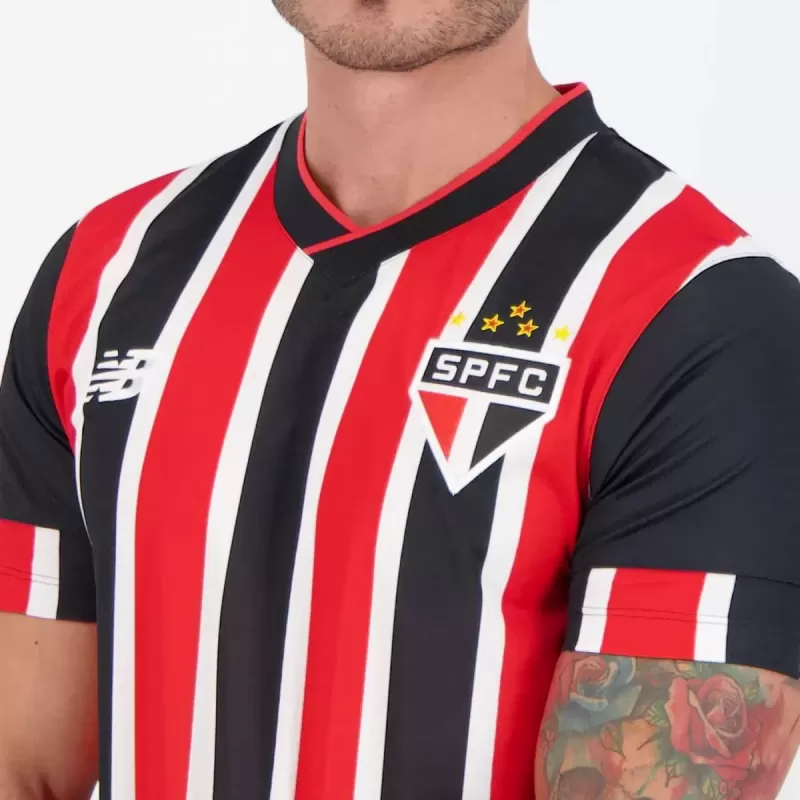 2024 2025 Sao Paulo Mens Away Soccer Jersey Tricolor Vertical Stripes 2024 2025 Sao Paulo Mens Away Soccer Jersey Tricolor Vertical Stripes