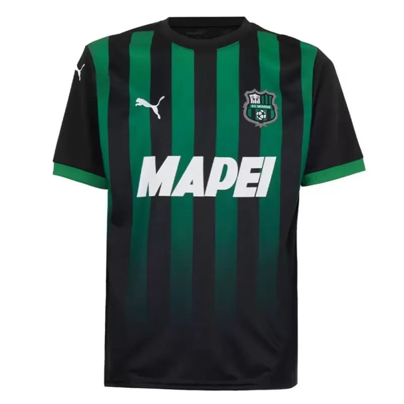 2024 2025 Sassuolo FC Mens Home Soccer Jersey Green Black Stripes 2024 2025 Sassuolo FC Mens Home Soccer Jersey Green Black Stripes