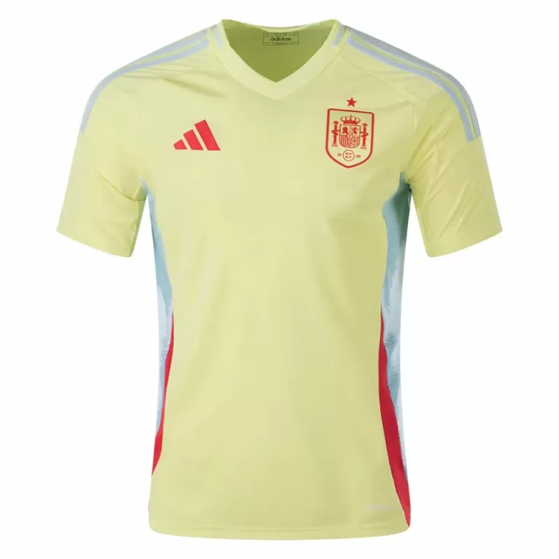 2024 2025 Spain Mens Away Soccer Jersey Yellow Sea Waves 2024 2025 Spain Mens Away Soccer Jersey Yellow Sea Waves