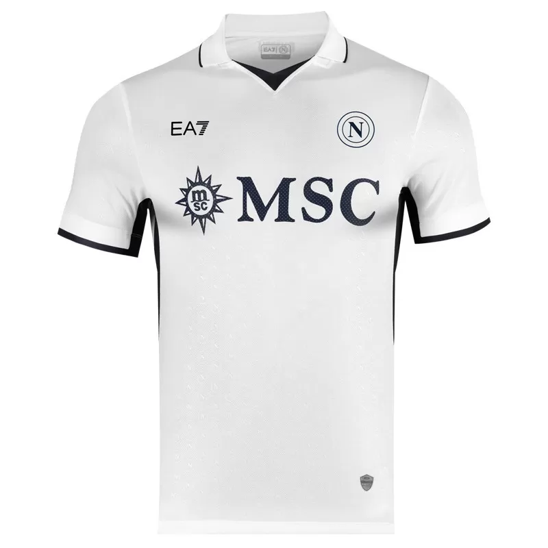 2024 2025 SSC Napoli Mens Away Soccer Jersey Azzurro White