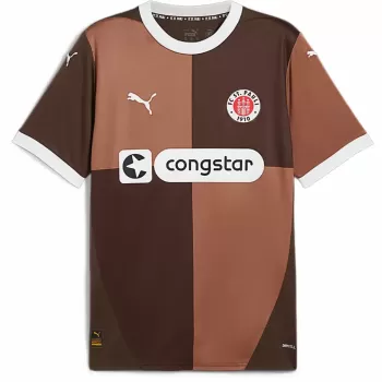 2024 2025 St Pauli Mens Home Soccer Jersey Brown Block Retro