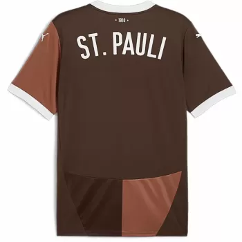 2024 2025 St Pauli Mens Home Soccer Jersey Brown Block Retro