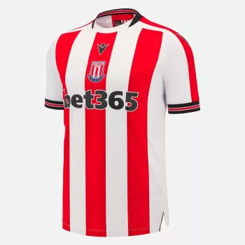 2024 2025 Stoke City Mens Home Soccer Jersey Red White Stripes