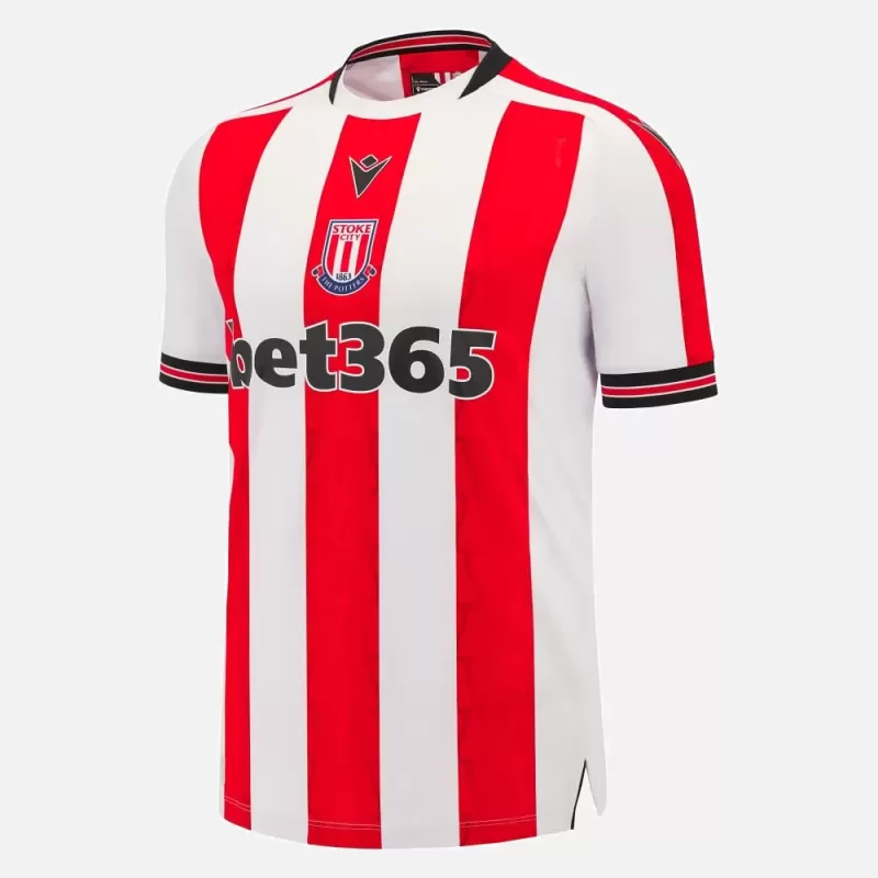 2024 2025 Stoke City Mens Home Soccer Jersey Red White Stripes 2024 2025 Stoke City Mens Home Soccer Jersey Red White Stripes